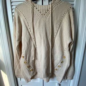 Knit sweater with hood